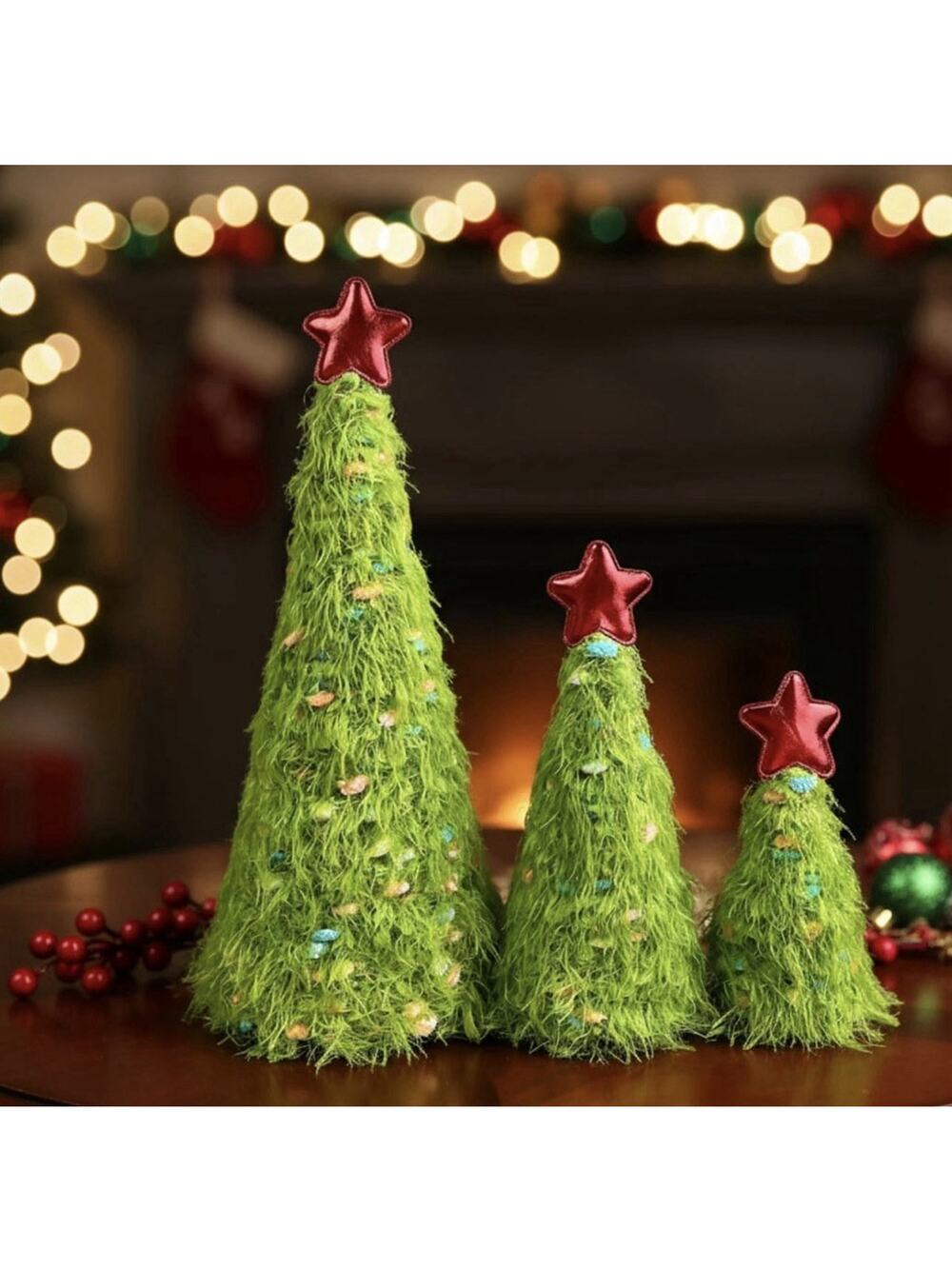 3 Pcs Lime Green Cone Christmas Trees